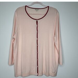 Talbots Pink Sweater with Red and Black Trim